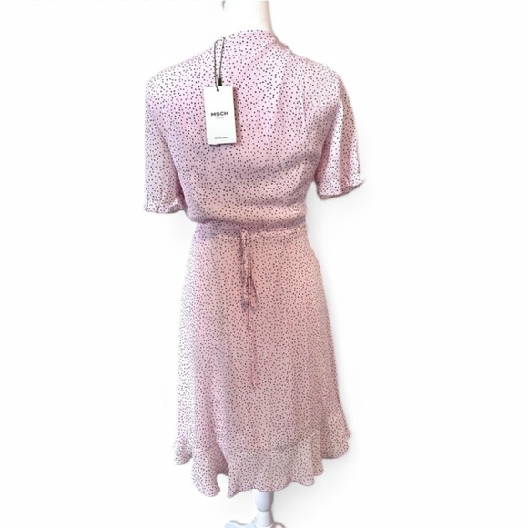 MSCH Copenhagen Samera Rikkelie Mini Wrap Dress Lilac Pink Polka Dot Size XS NEW - Picture 3 of 11
